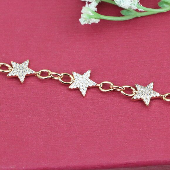 "Rose Gold Plated Star Charm Bracelet with Adjustable Chain, XPBL0915 - Picture 13 of 13